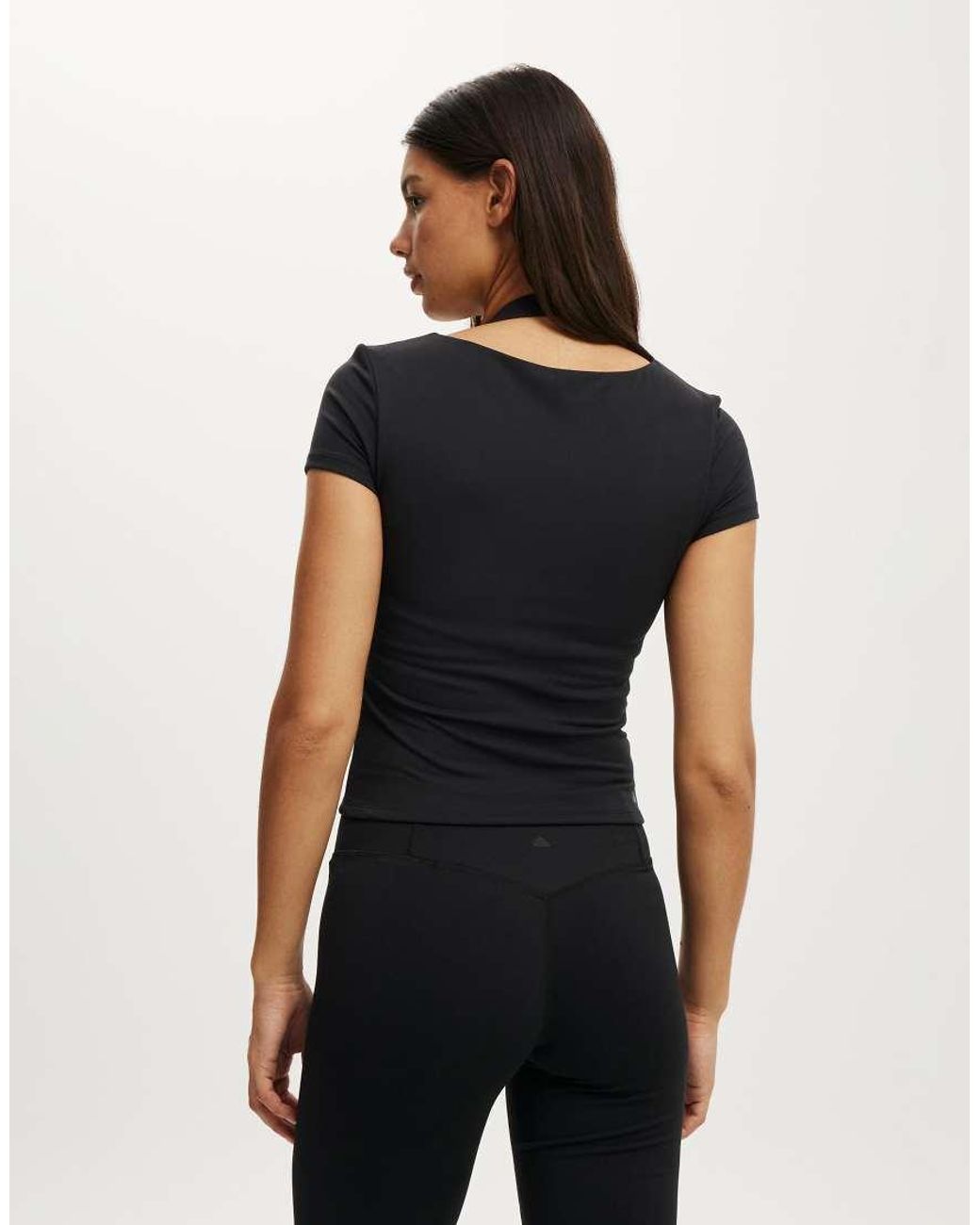 Cotton On Black Ultra Soft Square Neck Fitted Tshirt