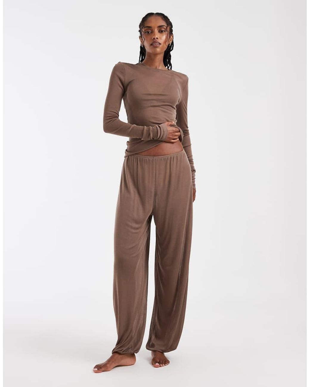 ASOS Natural Lounge Semi Sheer Balloon Trouser