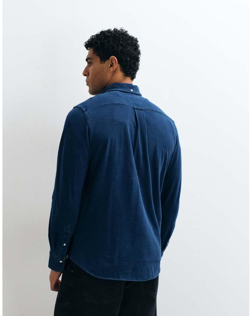 Gant Blue Regular Fit Pique Jersey Shirt for men