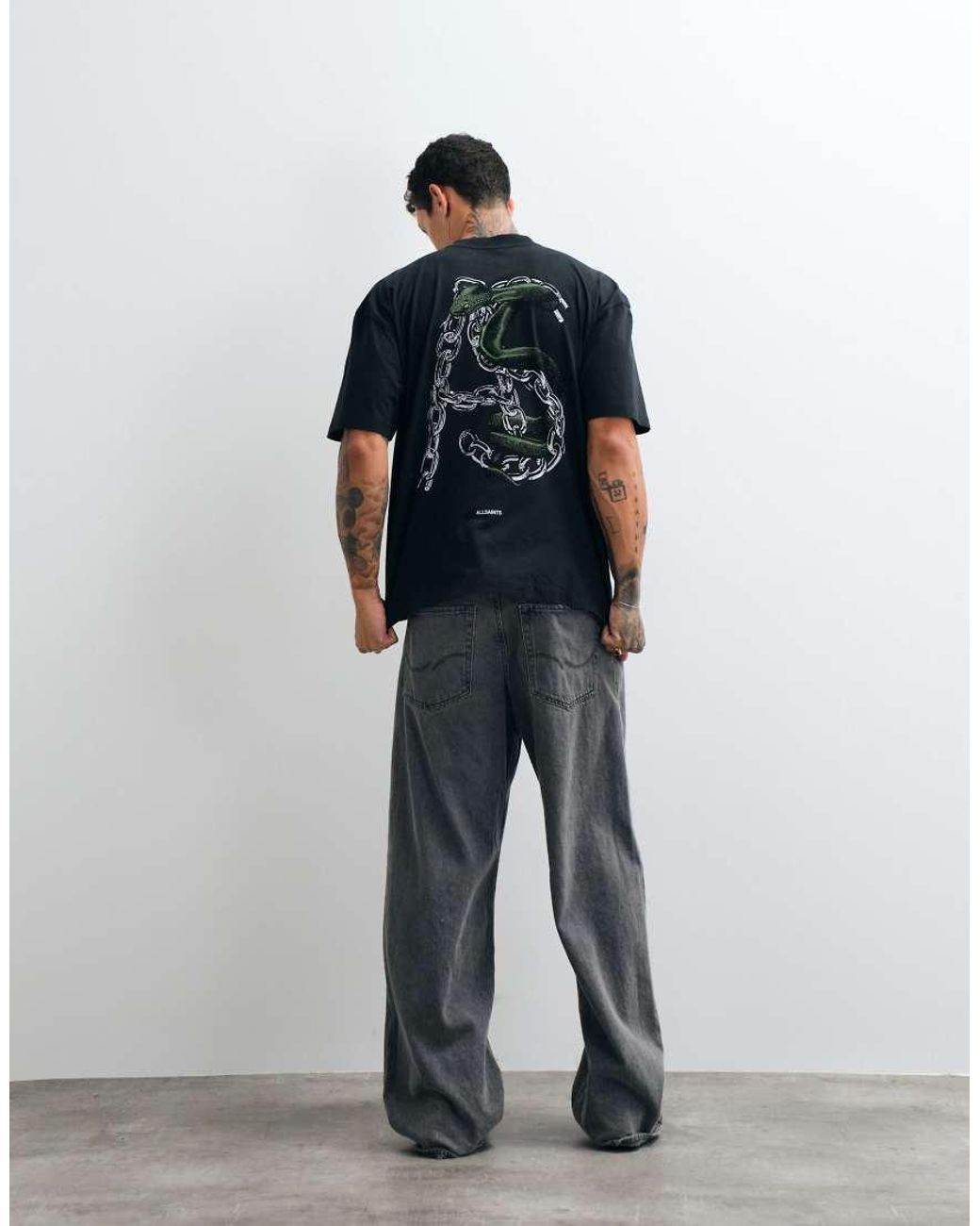 AllSaints Blue Linx Short Sleeve Graphic Logo T-shirt With Back Print for men