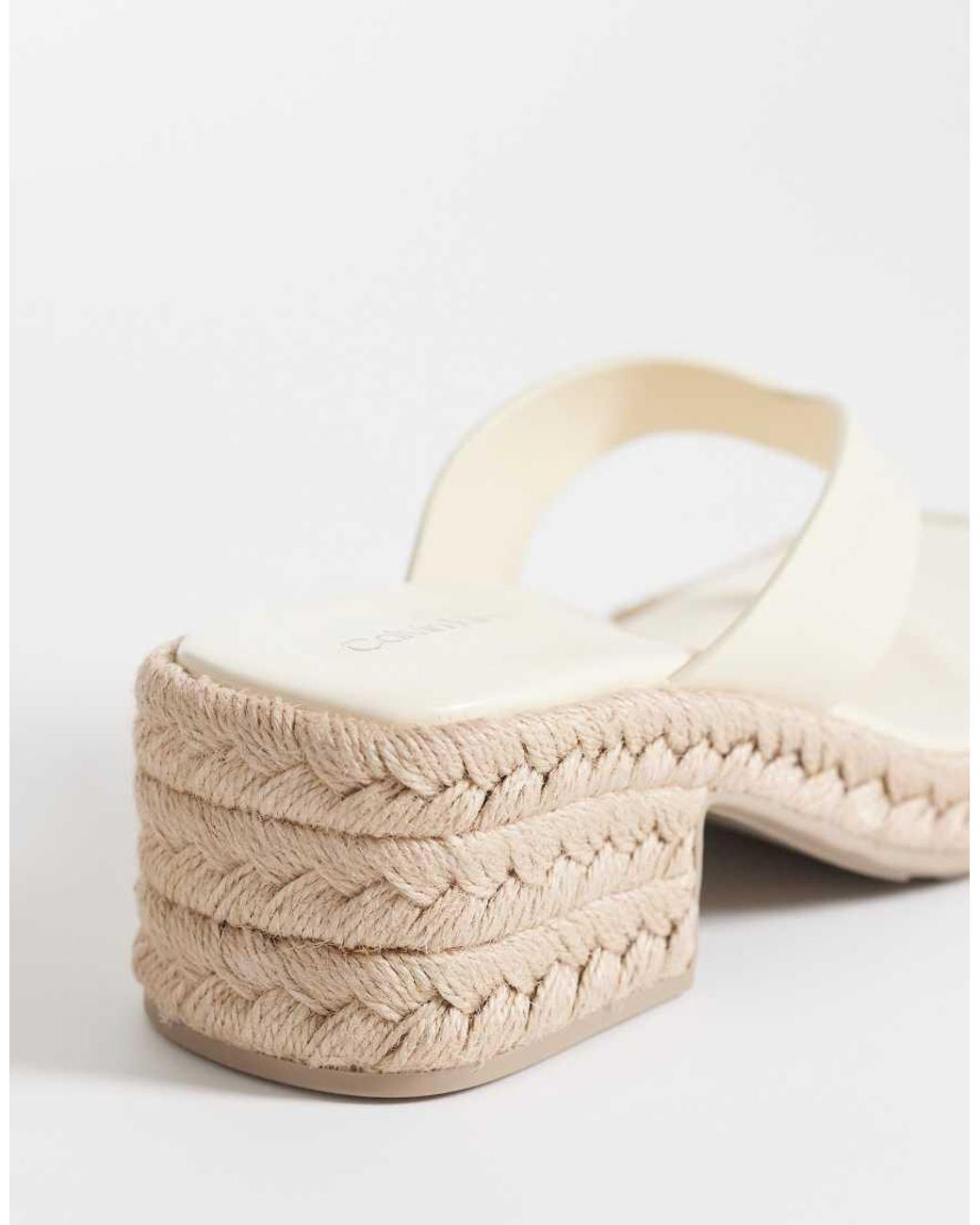 Calvin Klein White Block Heel Espadrille Thong Sandal
