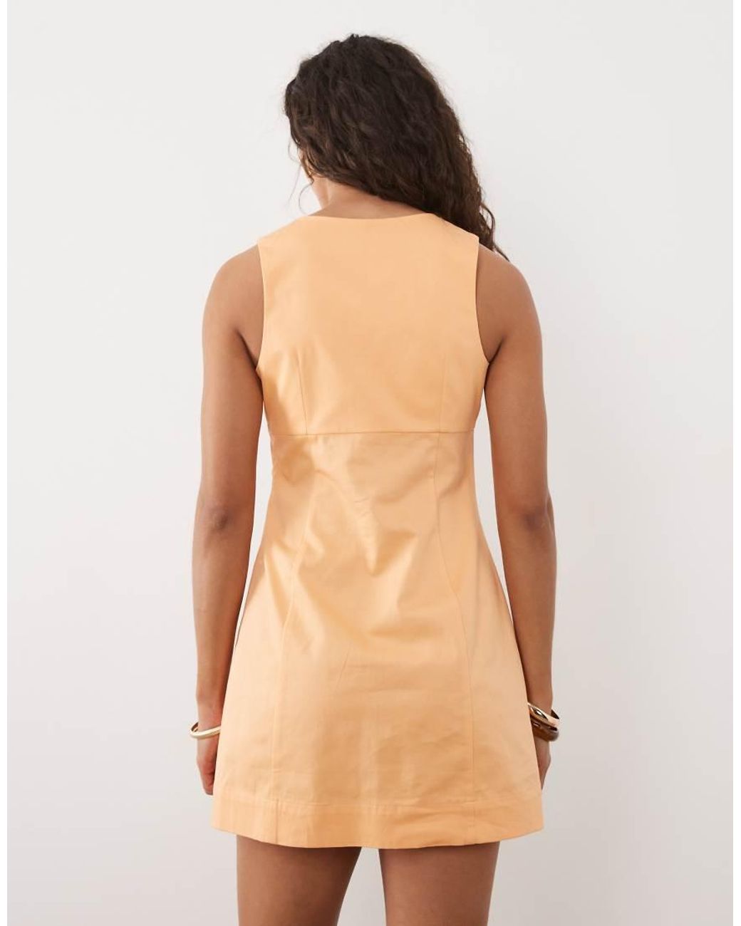 ASOS Natural Square Neck Structured Cotton Mini Sundress
