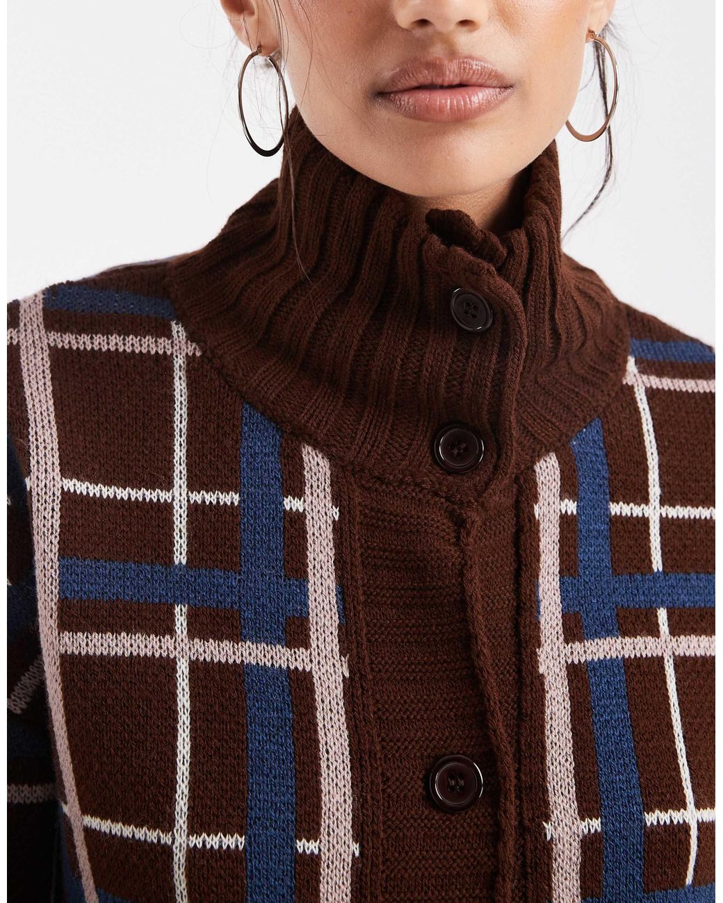 Collusion Brown Funnel Neck Cardigan