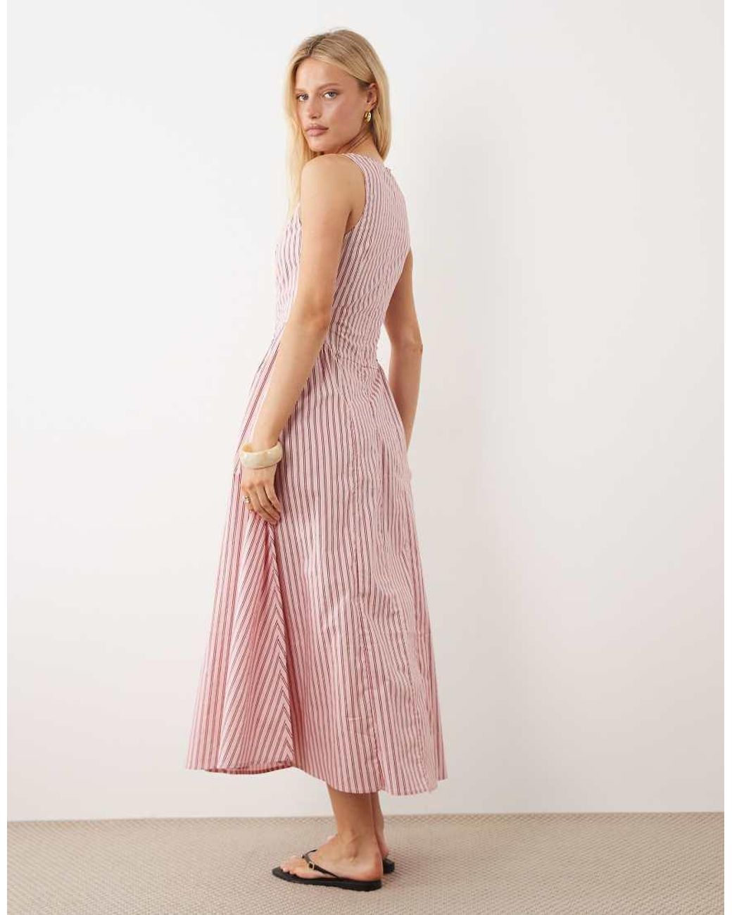 Brave Soul Pink Structured Midi Dress