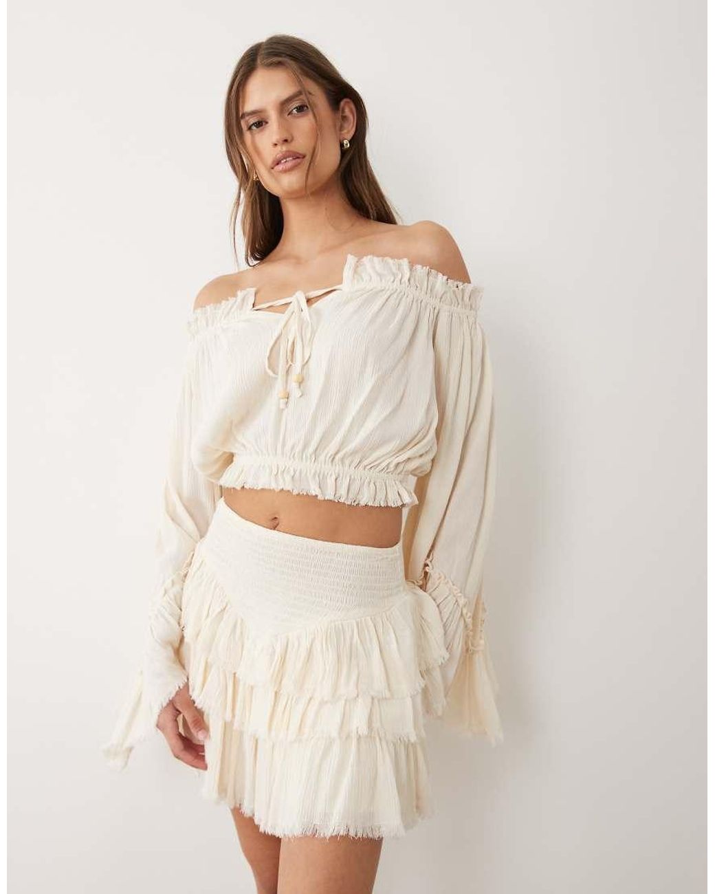 Miss Selfridge Natural Boho Layered Shorts