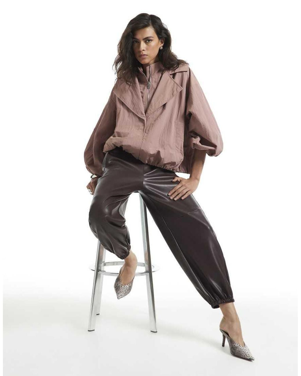 River Island Purple Faux Leather Hareem Trousers