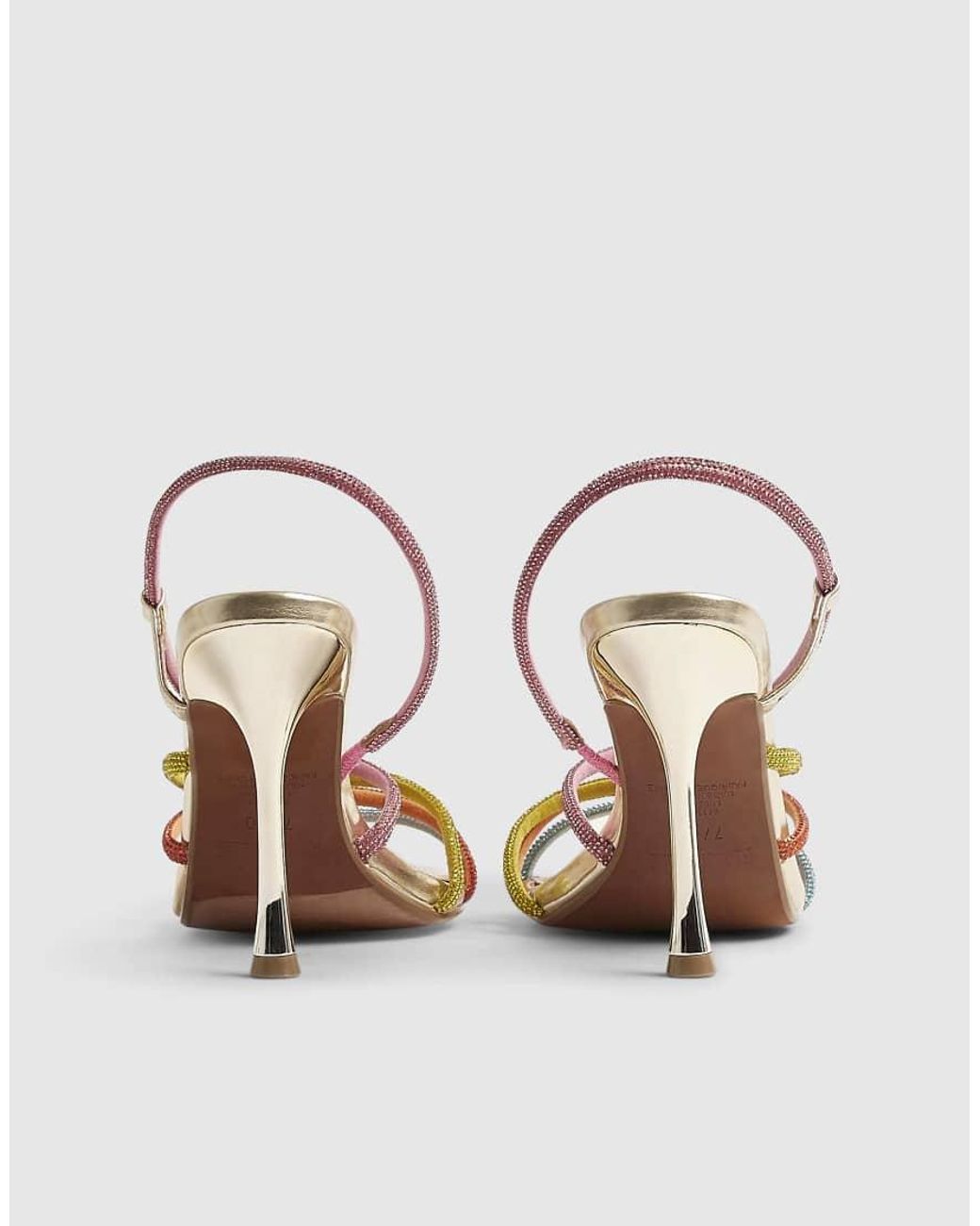 River Island Blue Diamante Strappy Heeled Sandals