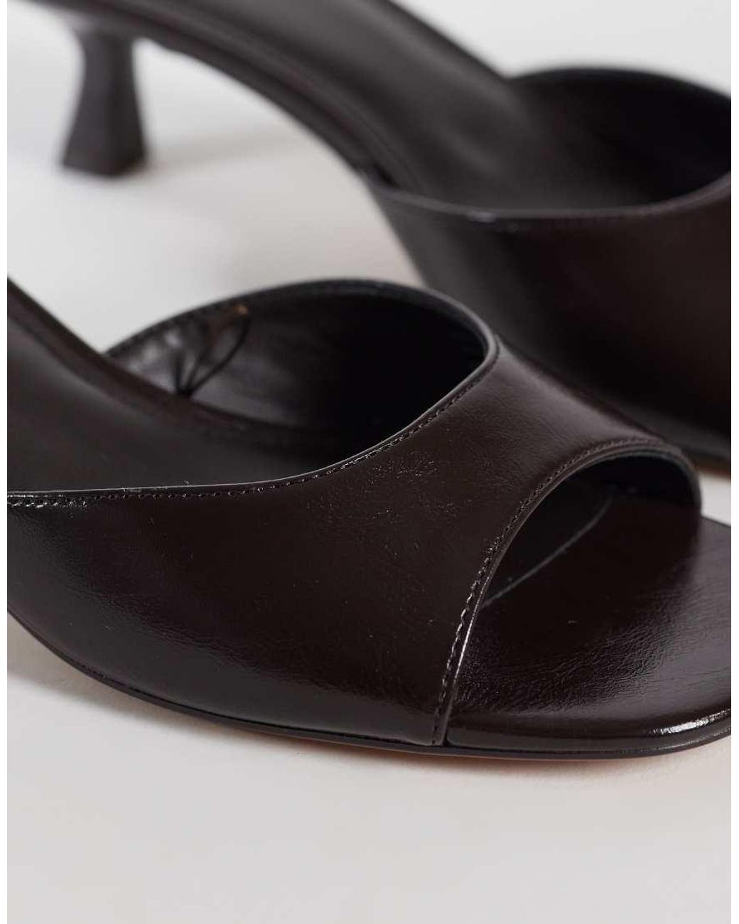 Mango Brown Starring Hailey Bieber Faux Leather Low Heeled Mule Sandal