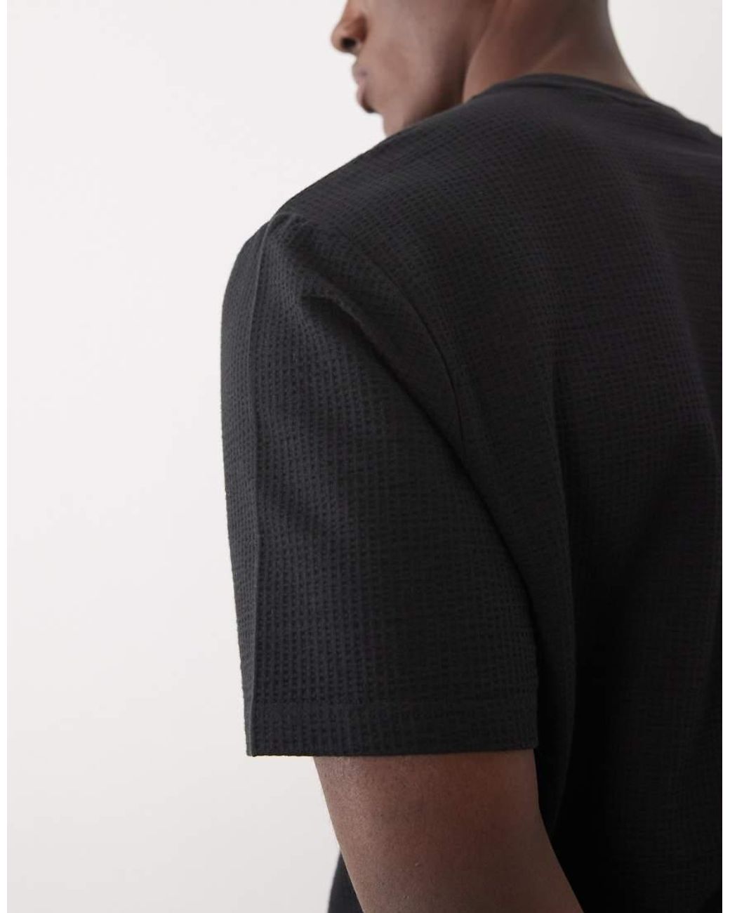 Only & Sons Black Short Sleeve Waffle T-shirt for men