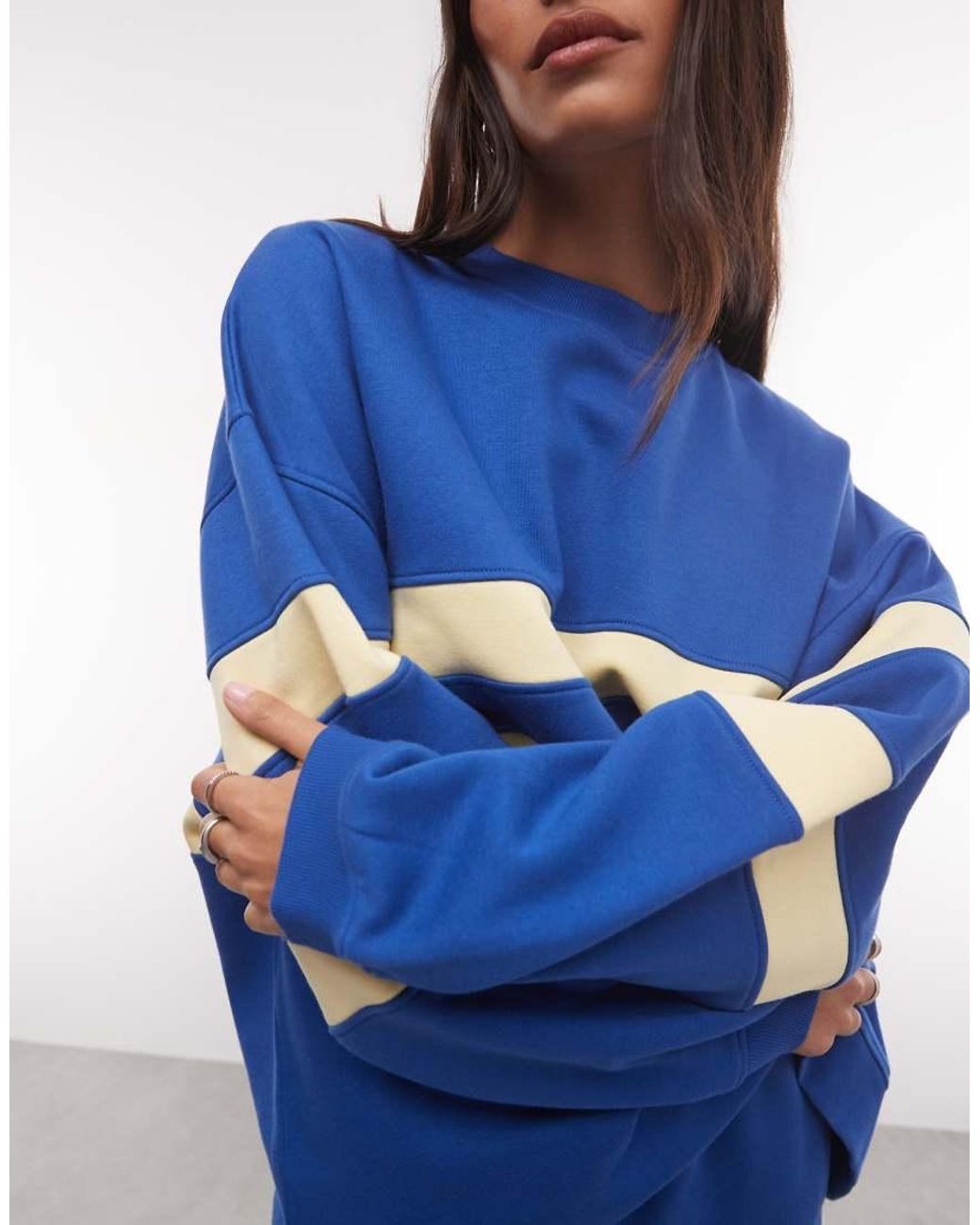 ASOS Blue Sweatshirt With Contrast Panel Details