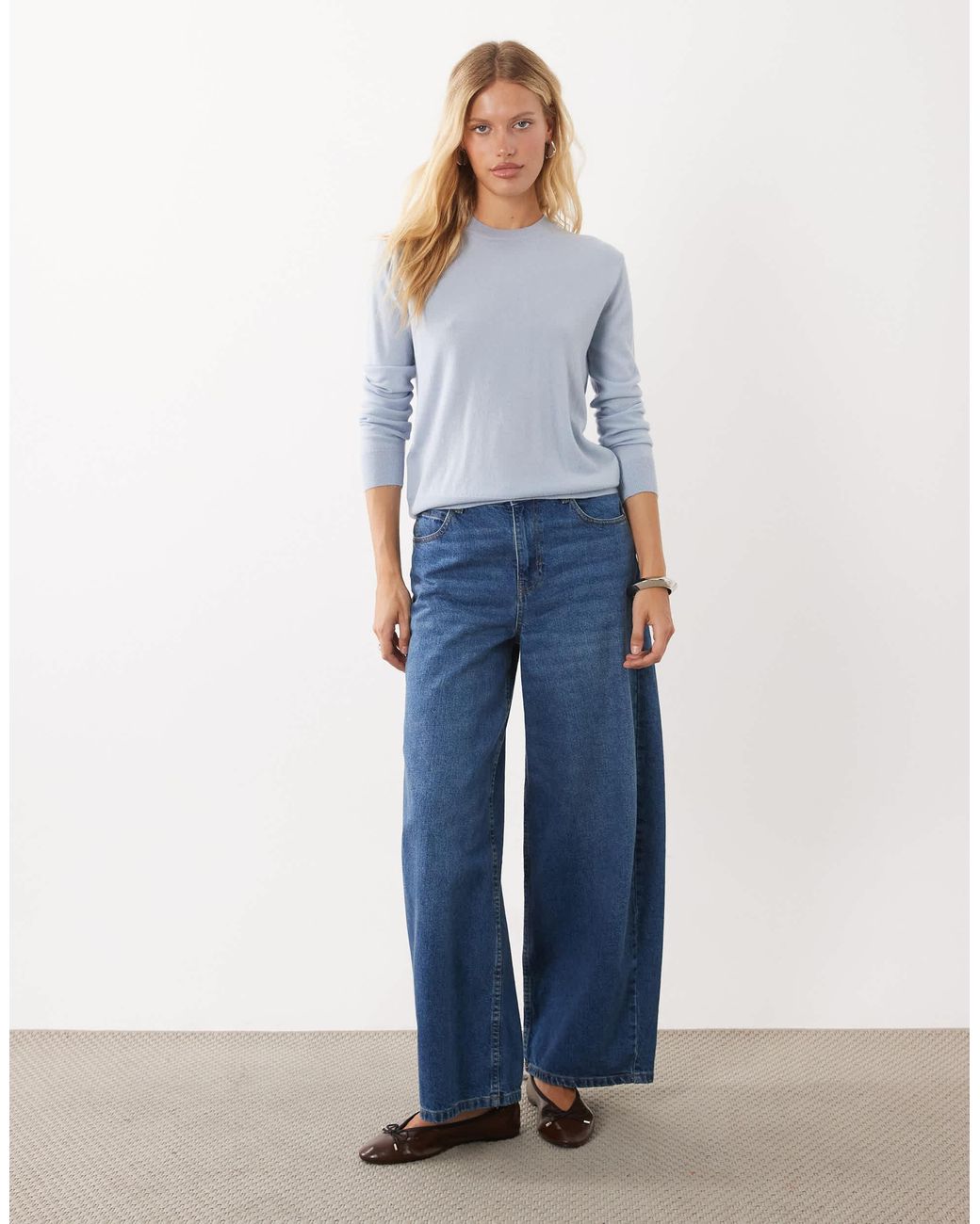 Mango Blue 100% Wool Round Neck Jumper