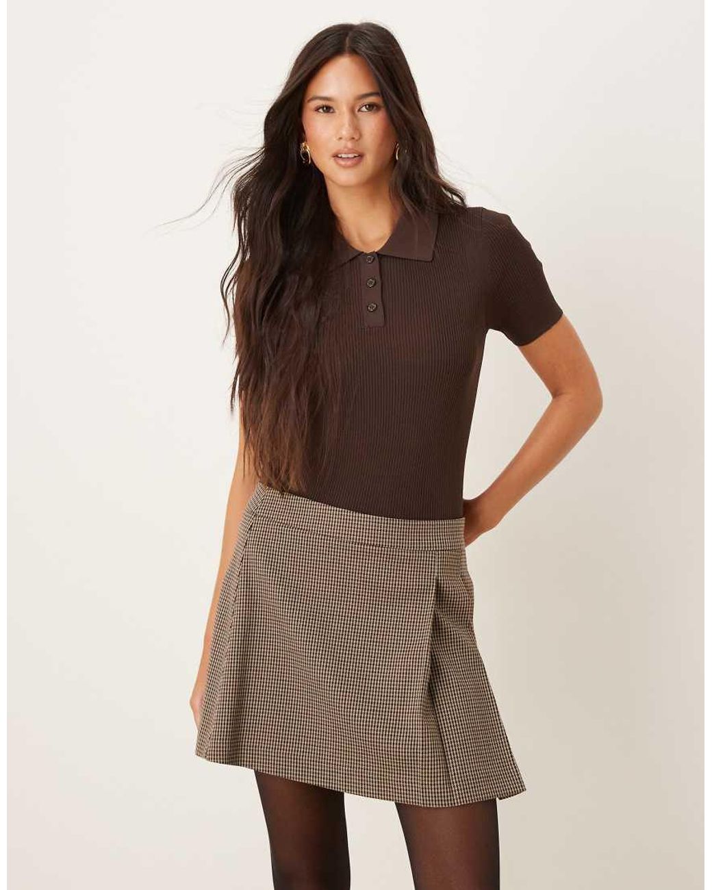 Gina Tricot Brown Mini Pleated Skirt