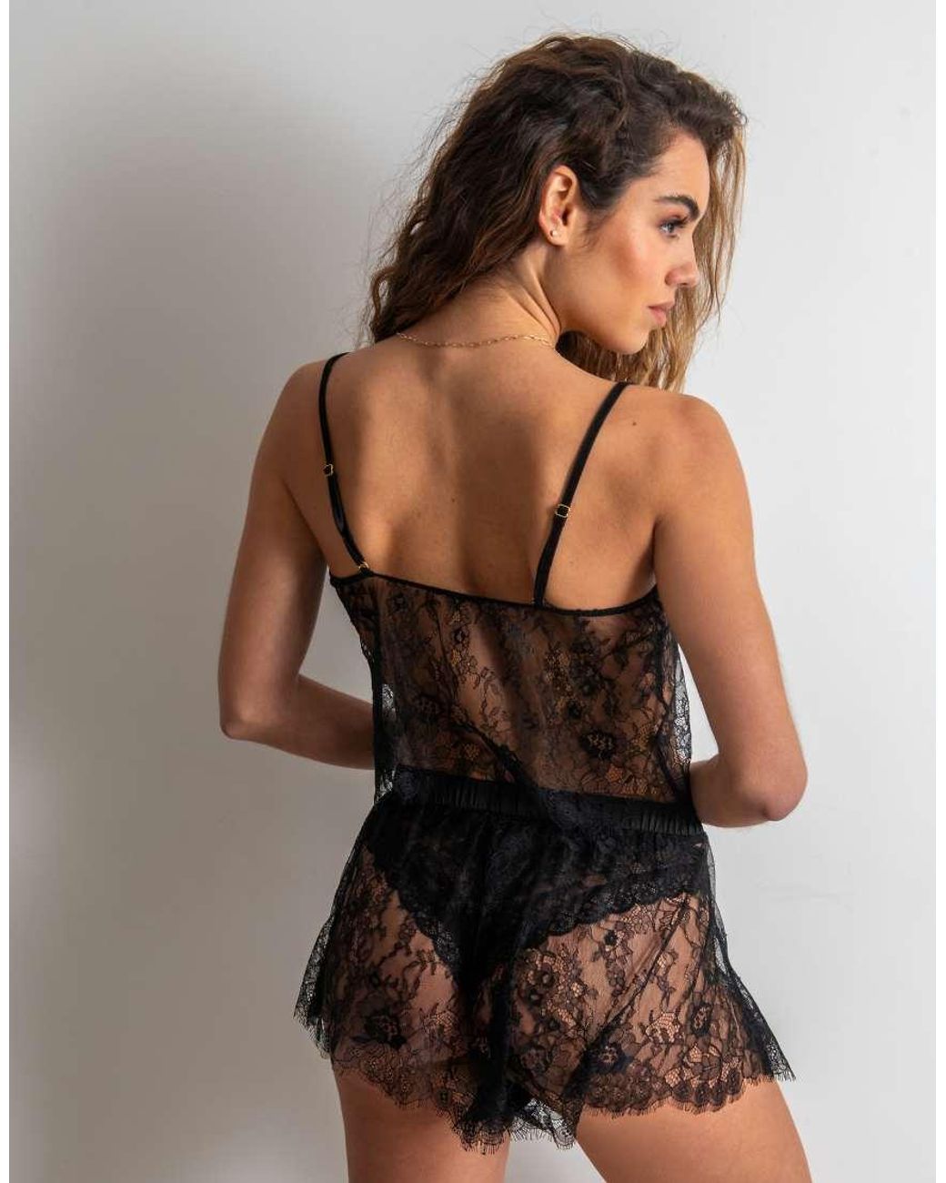 Pour Moi Brown For Your Eyes Only Lace Cami And Short Set