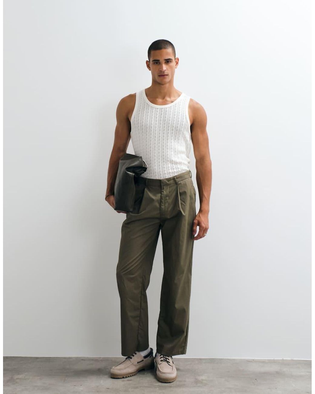 Abercrombie & Fitch White Pointelle Tank Top for men