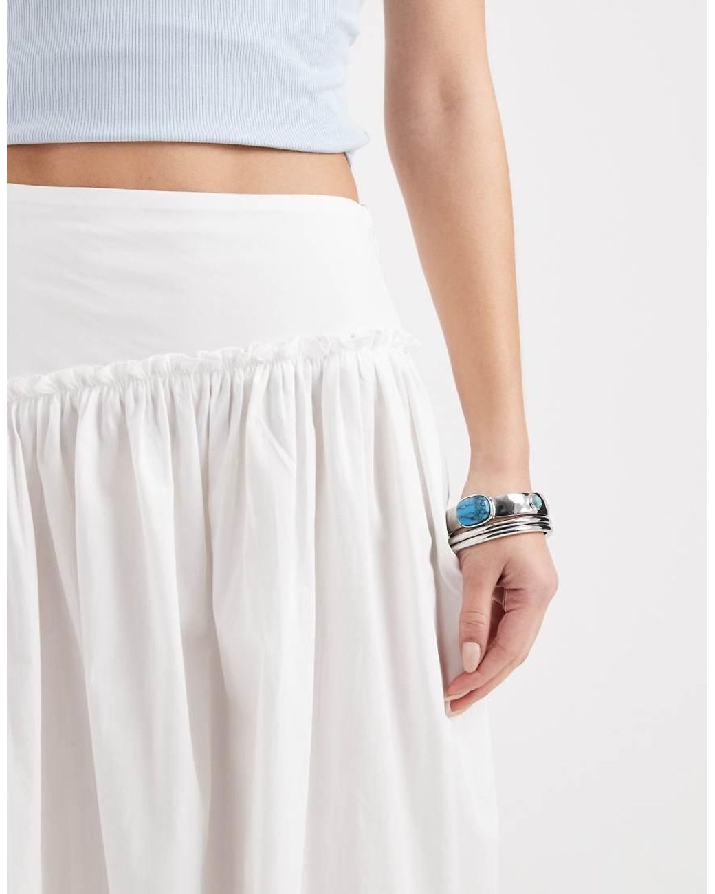 ASOS White Asymmetric Dropped Waist Maxi Skirt