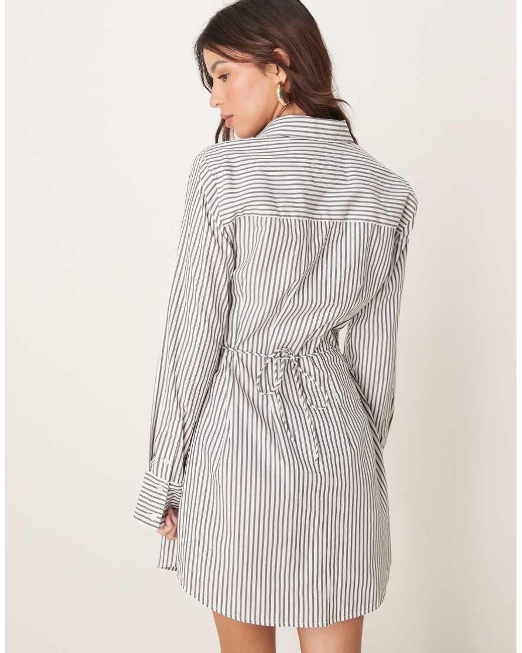 abercrombie shirt dress Blue Striped Cotton featuring grown Abercrombie & Fitch Striped Button