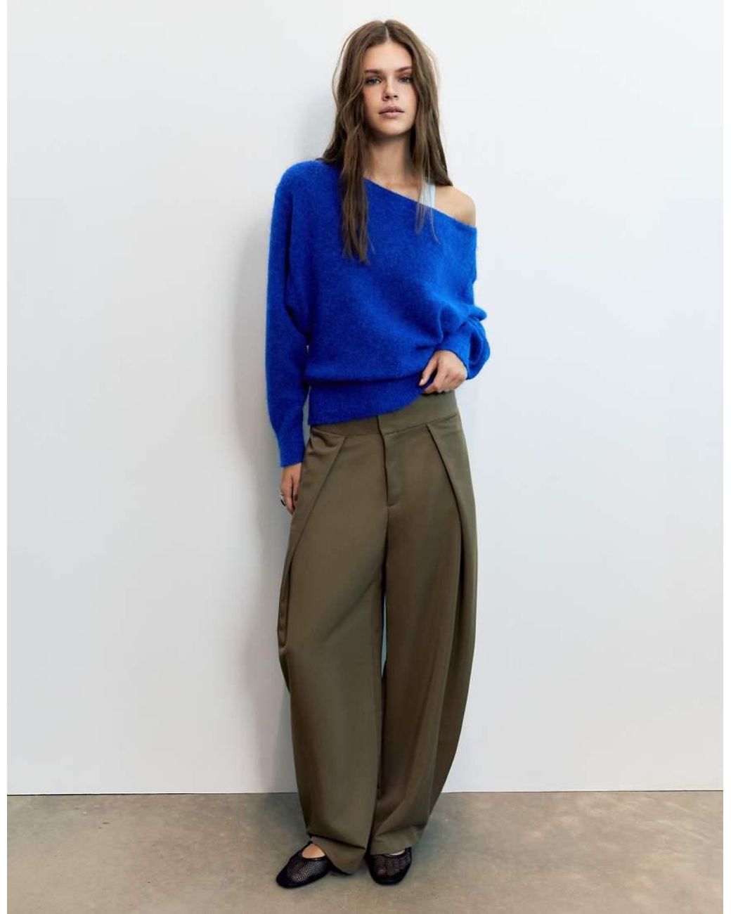Pull&Bear Blue Regular Fit Boat Neck Jumper