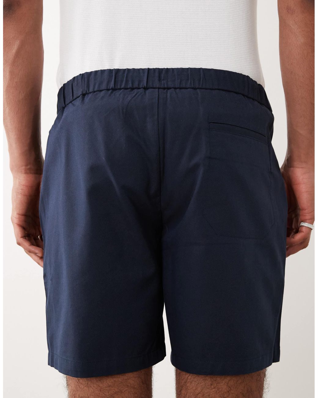 Mango White Cotton Mix Draw String Shorts for men
