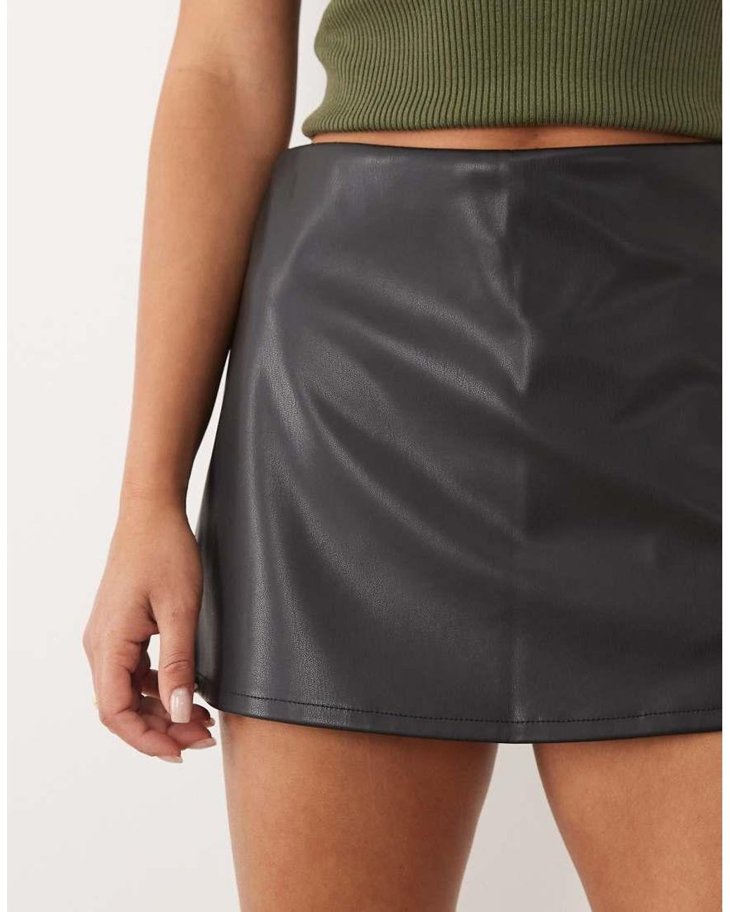 ASOS Green Faux Leather Mini Pelmet Skort With Split