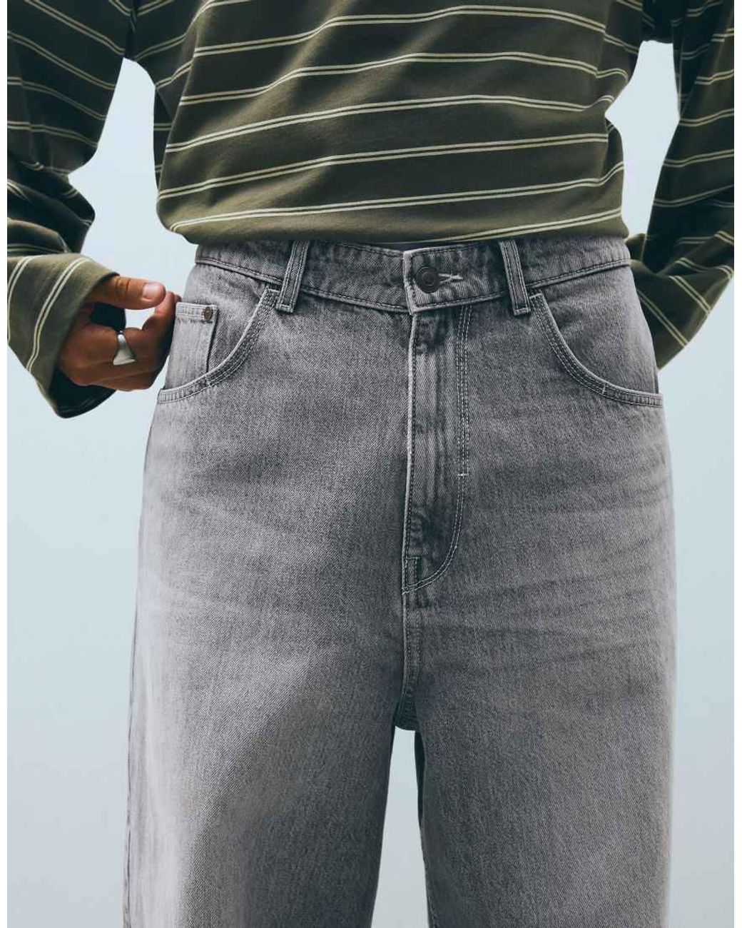 Bershka Green Tall Super Baggy Jeans for men