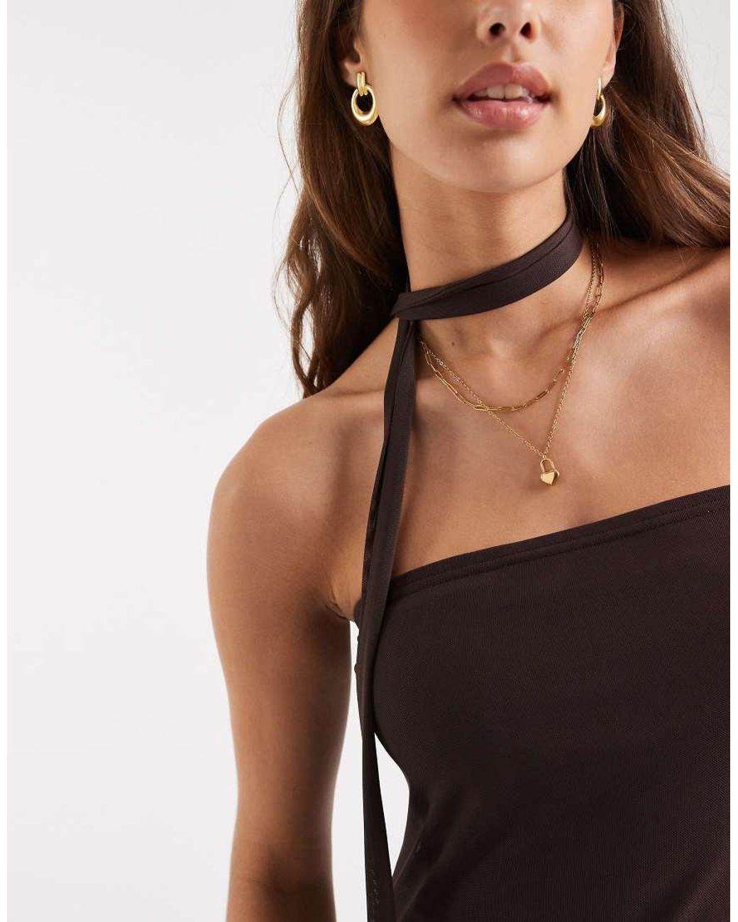 Miss Selfridge Brown Maxi Scarf Dress