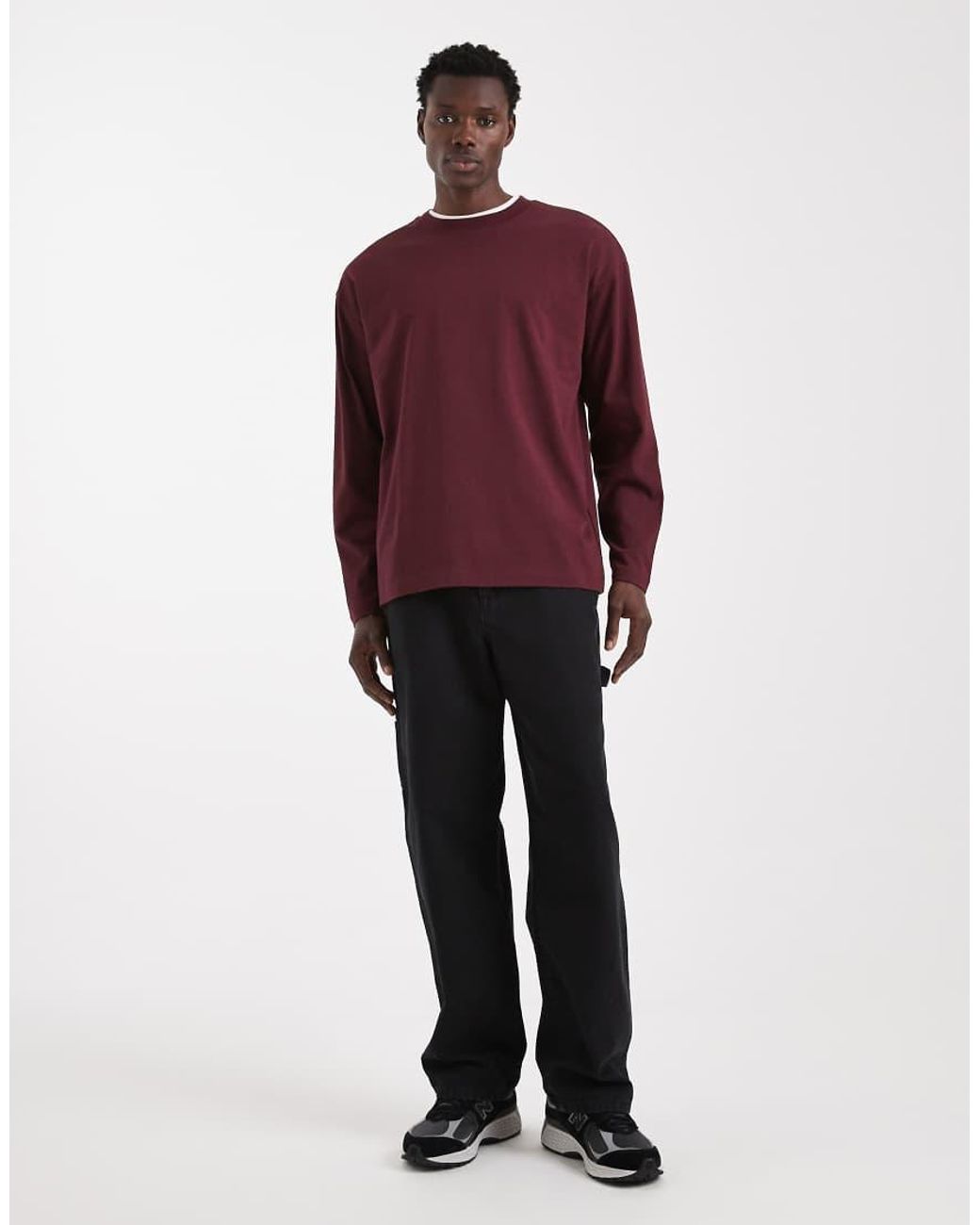 ASOS Red Heavyweight Oversized Long Sleeve T-shirt for men