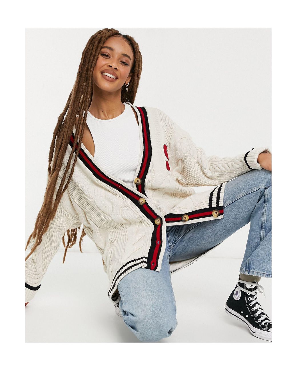 Stradivarius Oversized Varsity Cardigan 