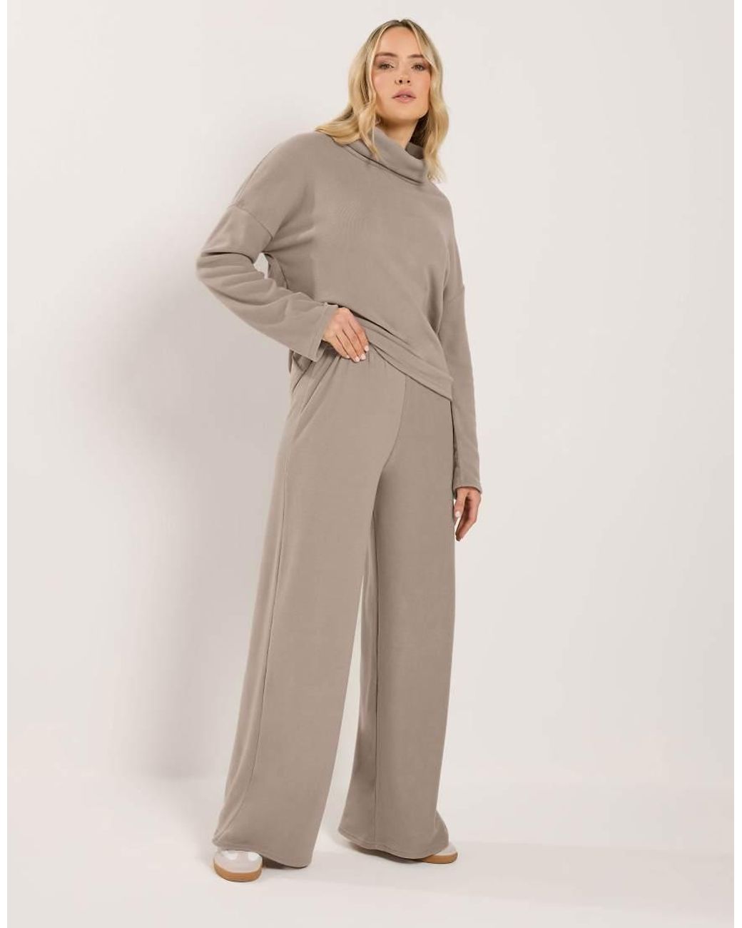 Long Tall Sally Natural Ribbed Roll Neck Top