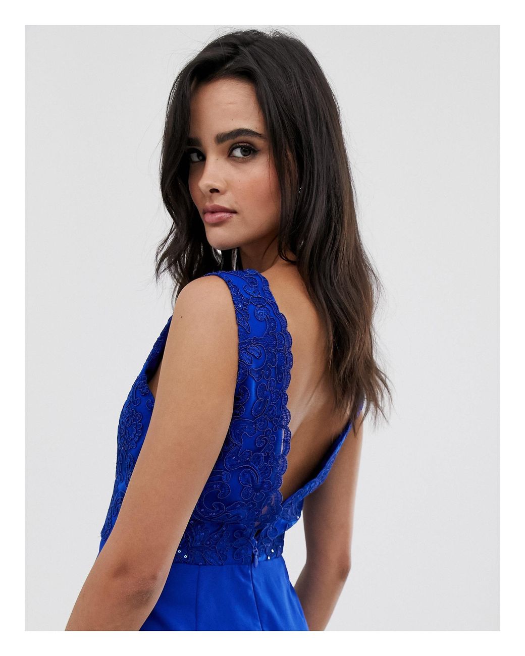 black and gold embroidered scallop fishtail maxi dress