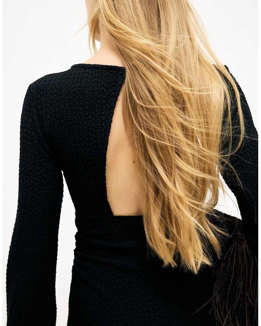 NA-KD Black Open Back Structured Dress