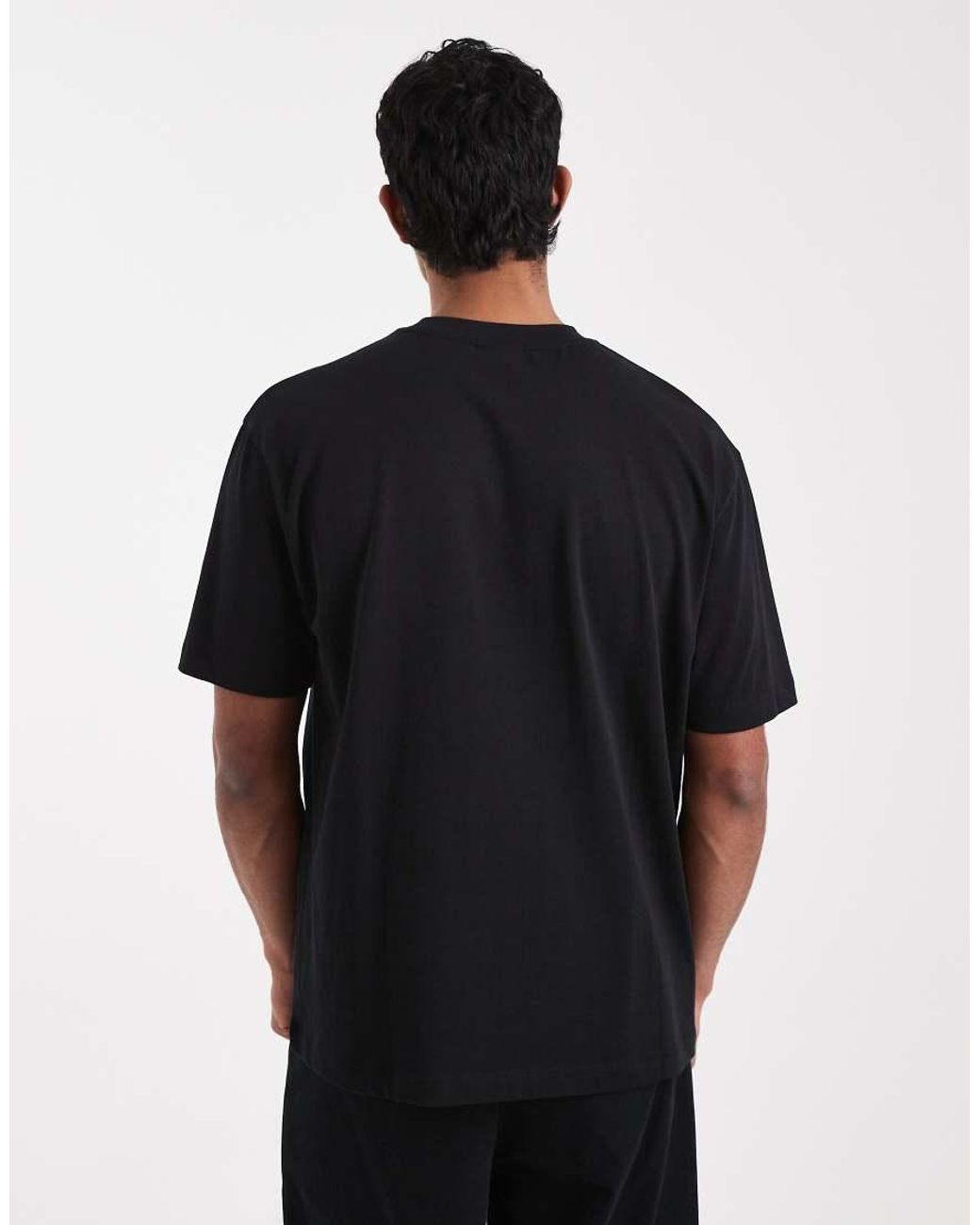 ASOS Black Heavyweight Relaxed T-Shirt With Floral Text Graphic for men