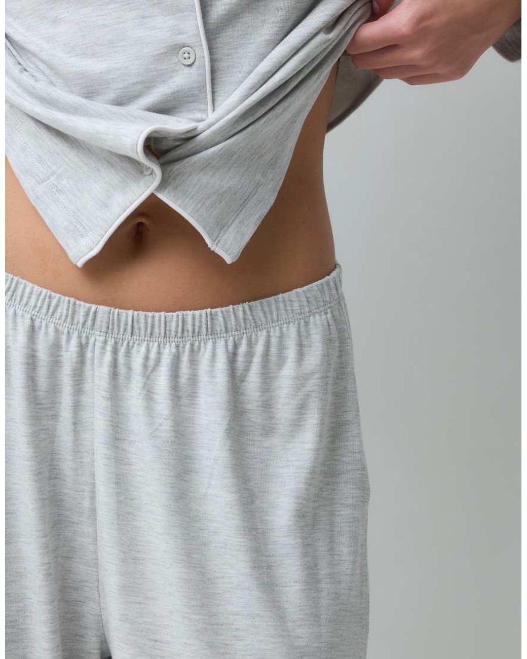 ASOS Gray Viscose Super Soft Long Sleeve Shirt & Trouser Pyjama Set