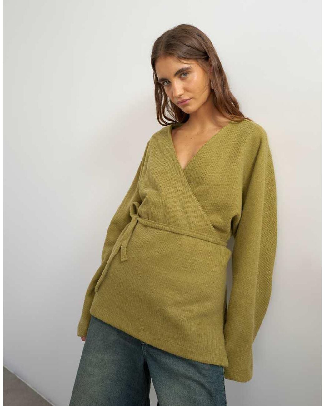TOPSHOP Green Supersoft Wrap Detail Top Co-ord