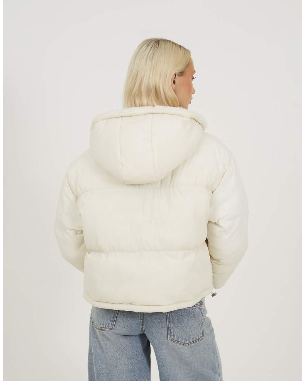 Brave Soul Natural Crinkle Oversized Short Puffer Jacket