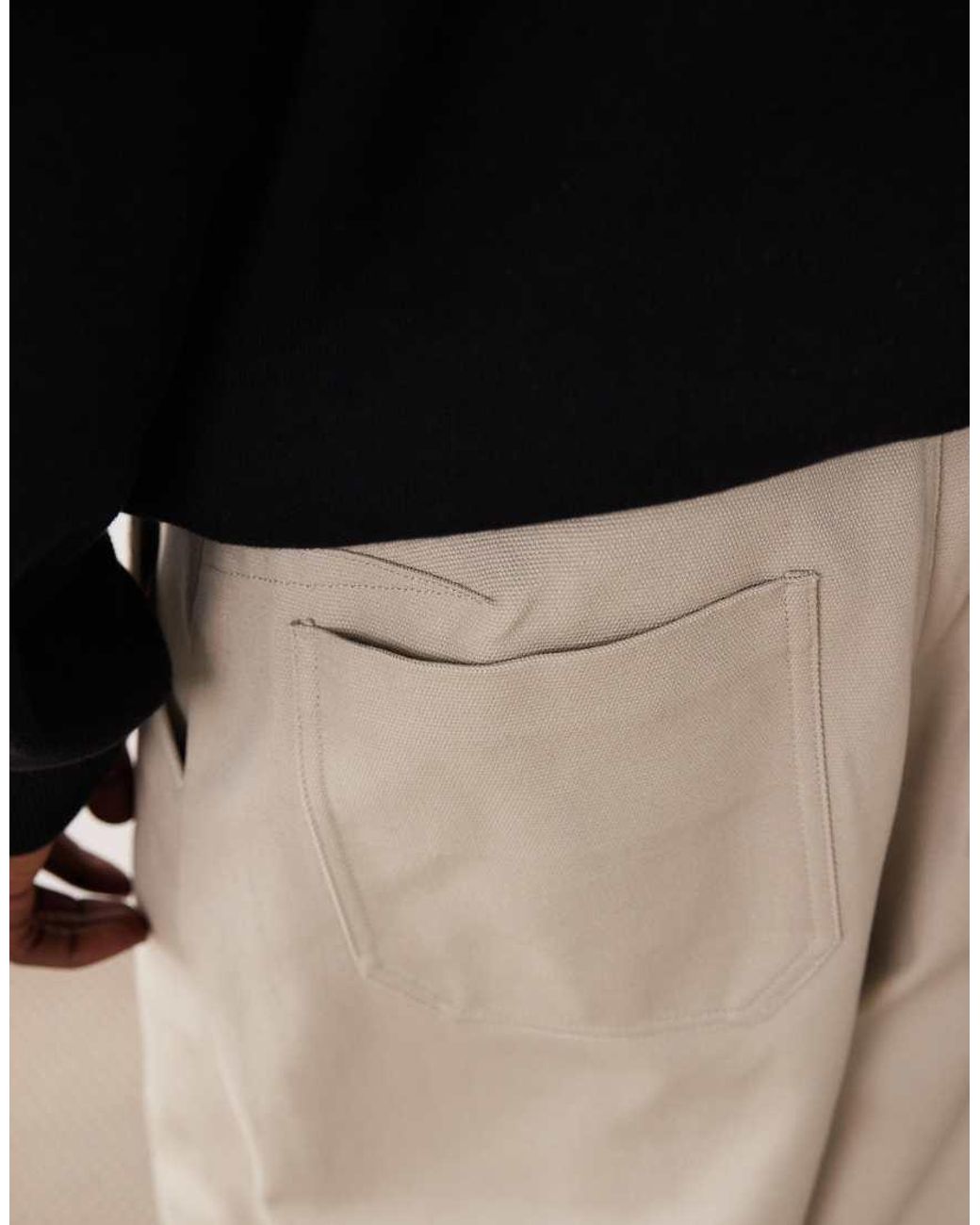 ASOS COLLECTIVE Natural Ac-b-254 Tapered Barrel Fit Heavyweight Canvas Trousers for men