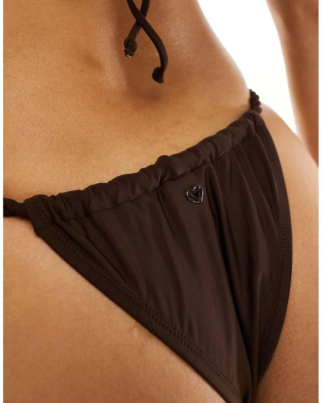 Candypants Natural Braided Ruched High Leg Bikini Bottom