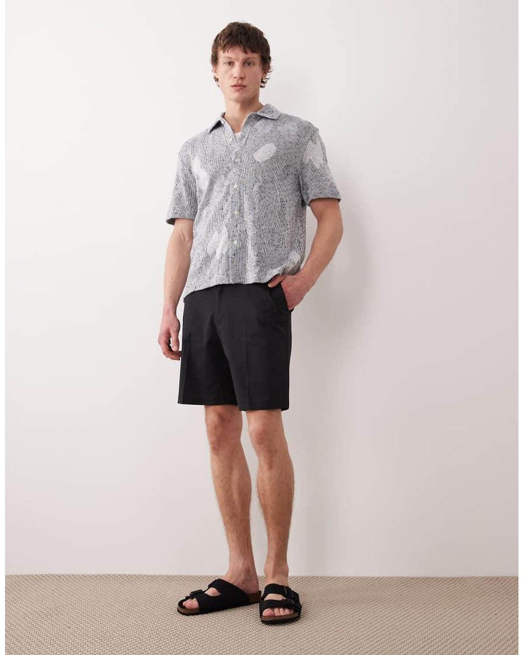 ASOS Gray Tailored Cotton Rich Regular Chino Shorts for men