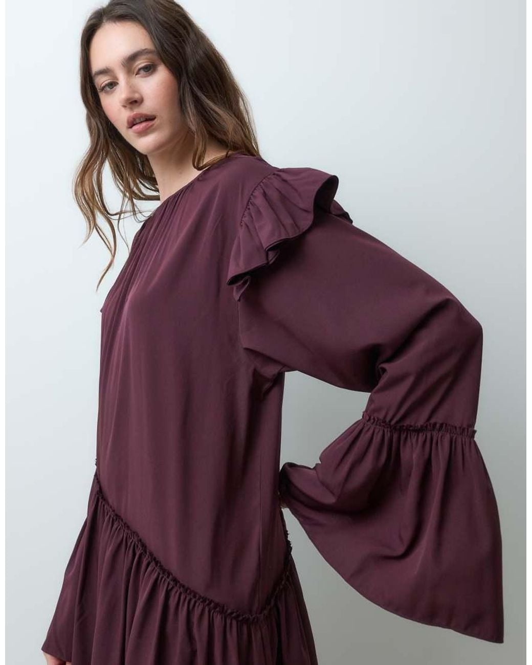 Muse Assembly Red Asymetric Ruffle Flora Maxi Dress