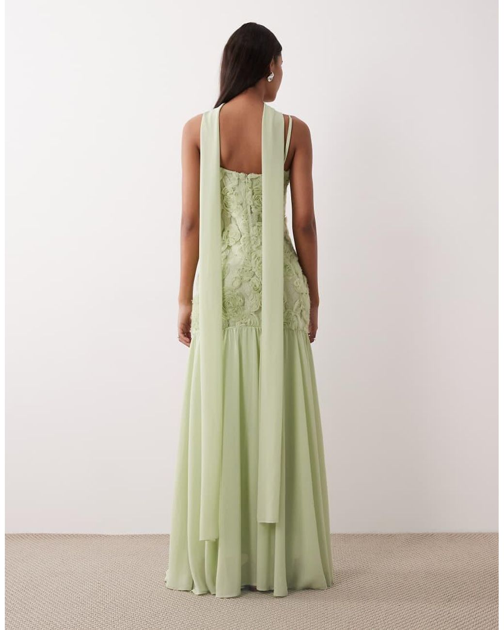 Gina Tricot Green Embroidery Maxi Dress