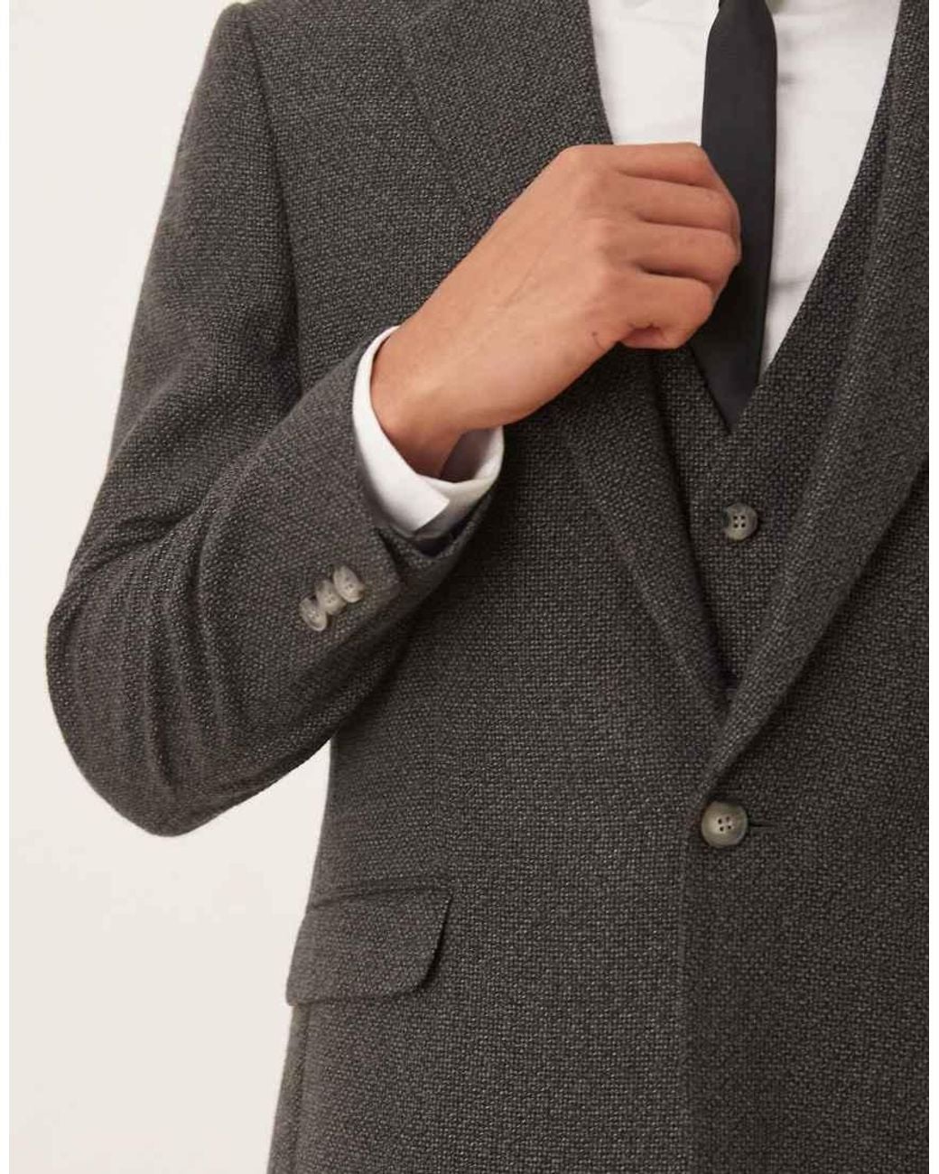 ASOS Gray Slim Suit Jacket With Microtexture for men