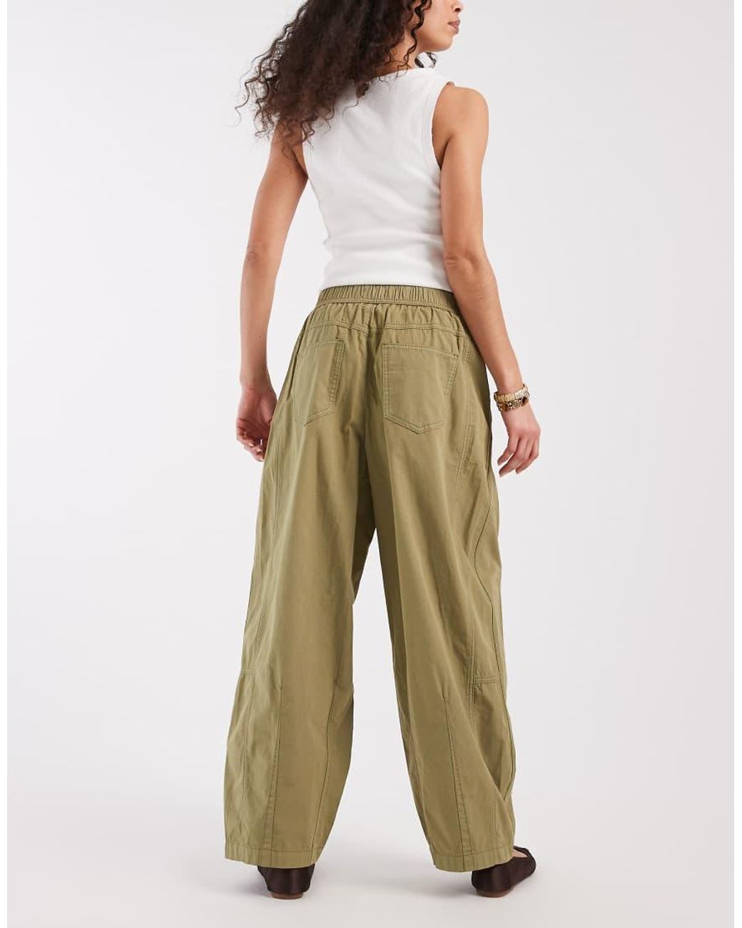 Miss Selfridge Green Casual Barrel Leg Trouser