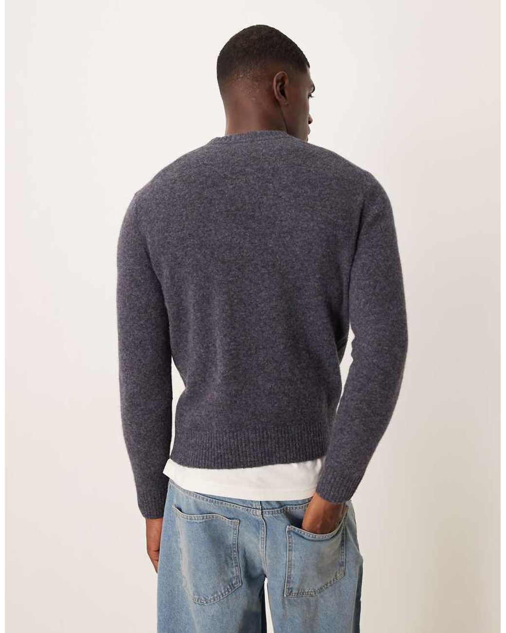 Mango Blue Wool-blend Knit Crew Neck Sweater for men
