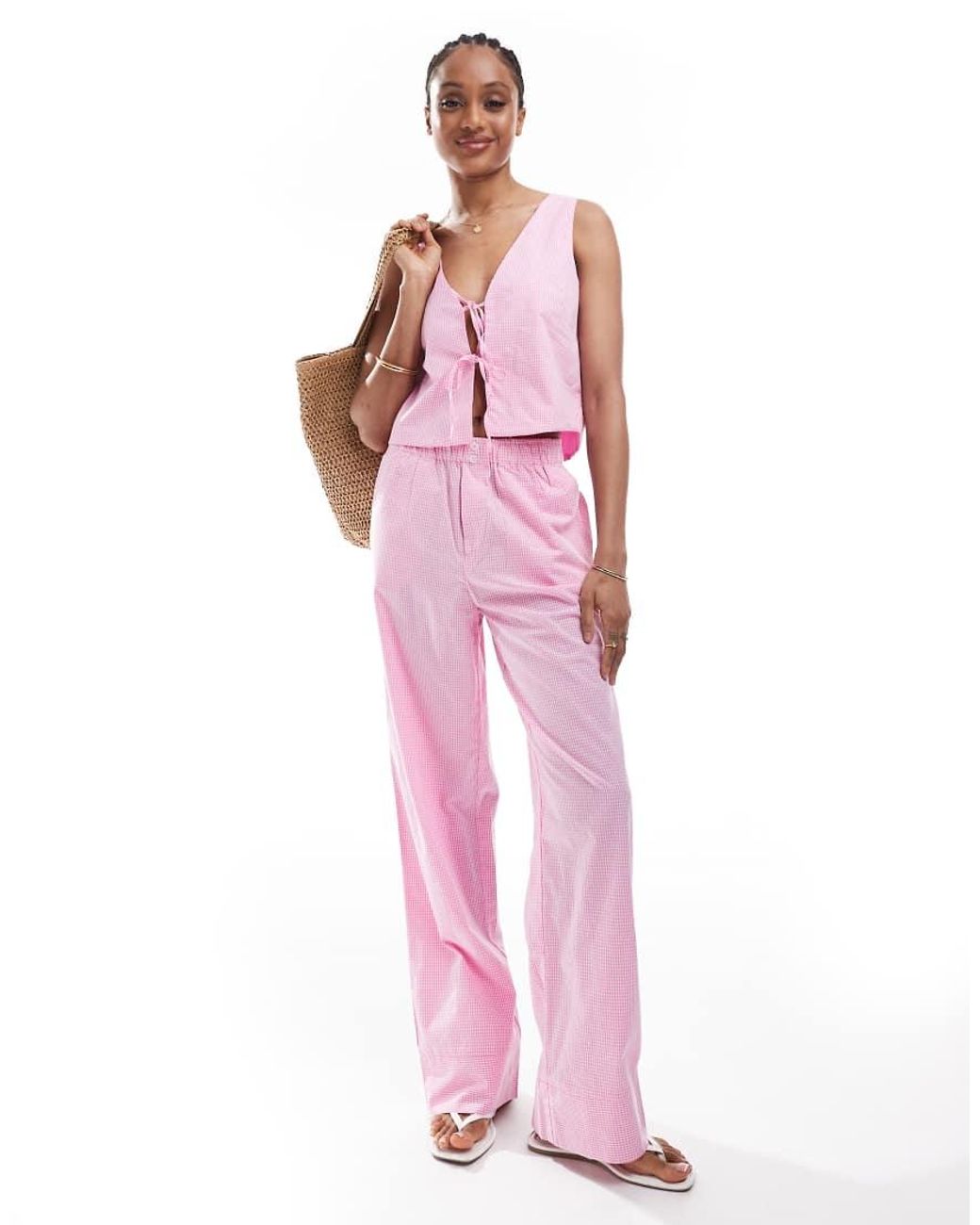 ONLY Pink Tie Front Top Co-Ord
