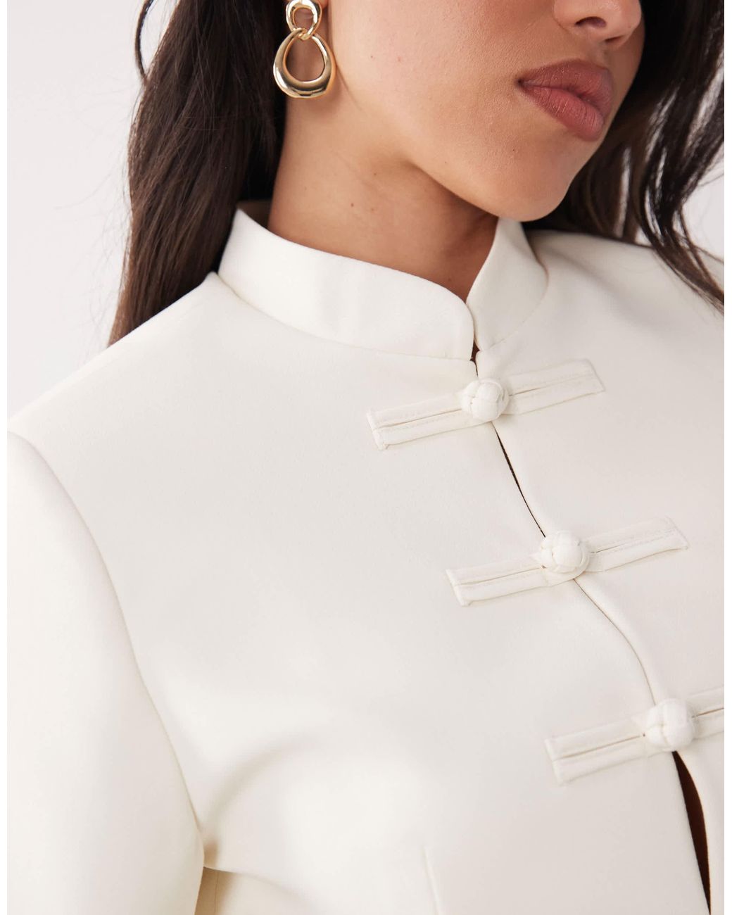 ASOS Natural Cinched Mandarin Collar Blazer