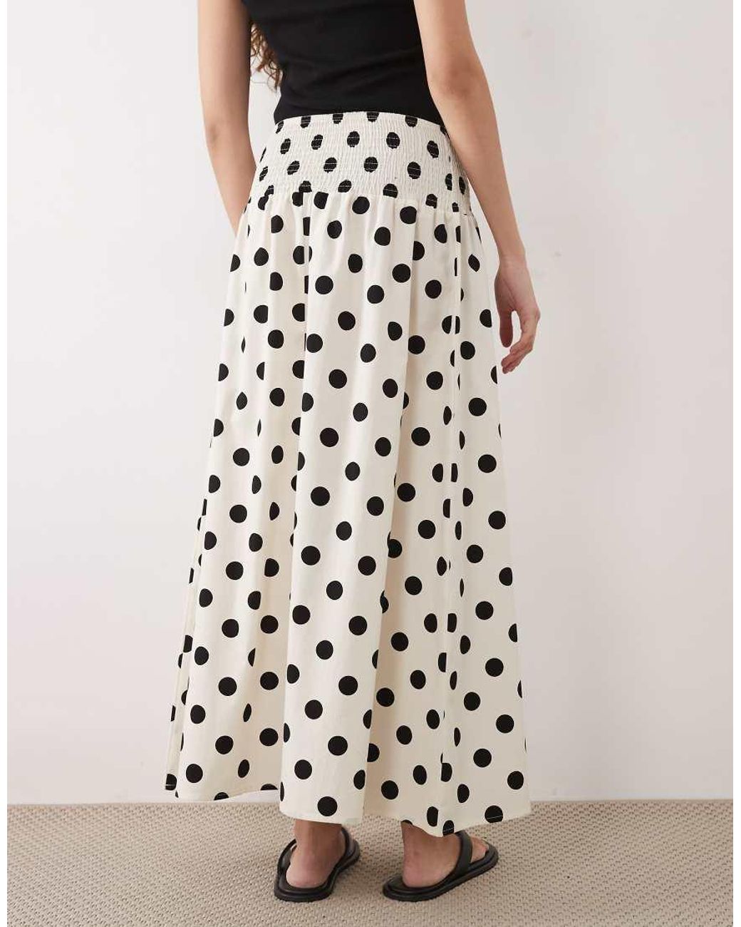 ASOS White Shirred Drop Waist Maxi Skirt