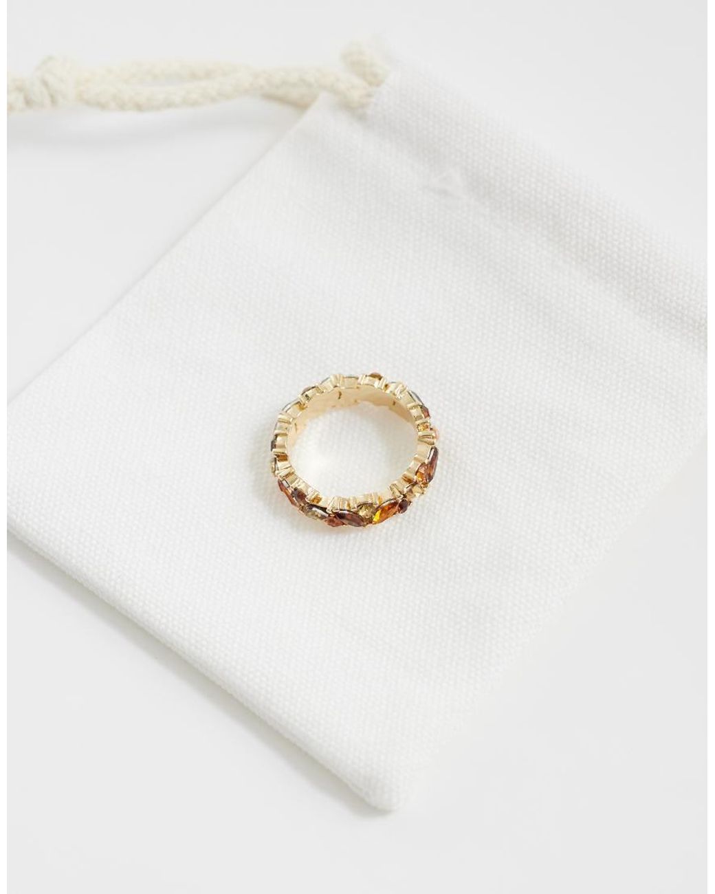 ASOS Natural Asos Design Curve Ring With Amber Resin