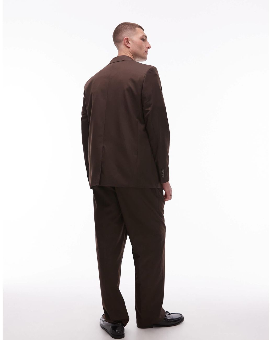 Topman Brown Relaxed Suit Jacket for men