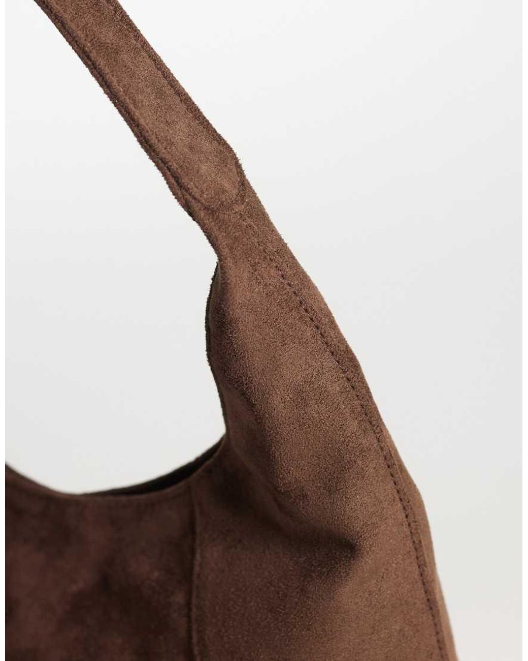 Pieces Brown Faux Suede Slouchy Bag