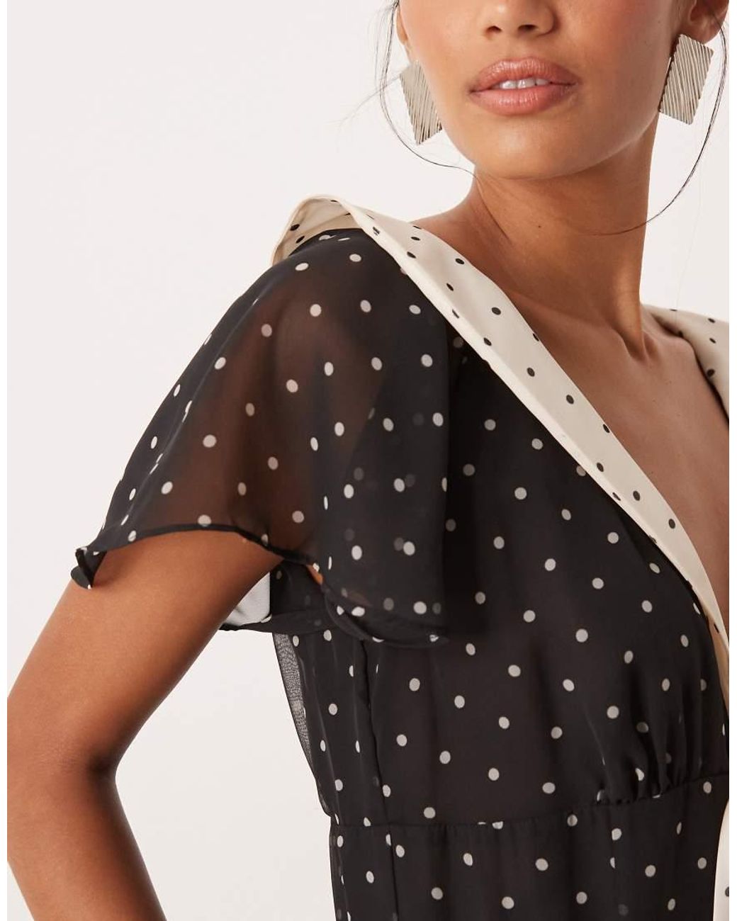 For Love & Lemons White Chiffon V Neck Flutter Sleeve Jumpsuit