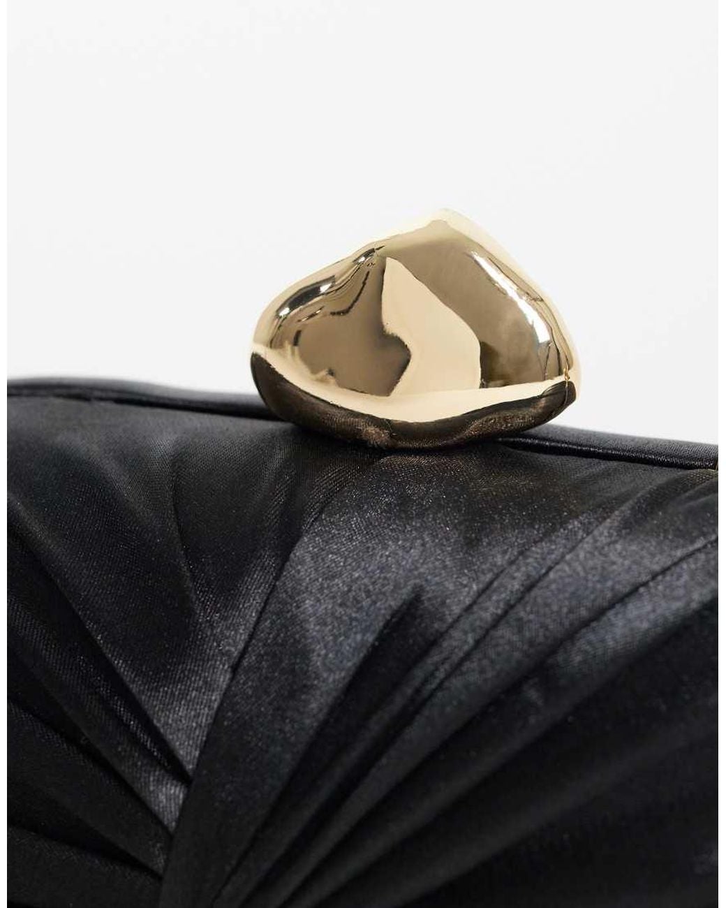 True Decadence Black Satin Twist Clutch Bag